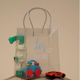 Transparent Luxury He's here Gift bag (9x8x4)