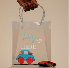 Transparent Luxury He's here Gift bag (9x8x4)
