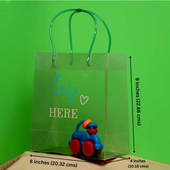 Transparent Luxury He's here Gift bag (9x8x4)
