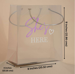 Transparent Luxury She's Here Gift Bag (9x8x4)