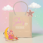 Transparent Luxury She's Here Gift Bag (9x8x4)
