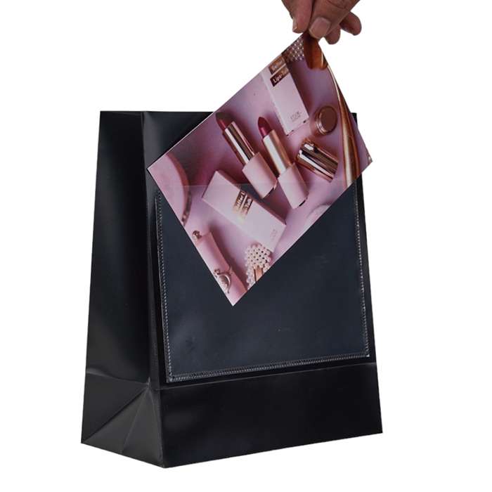 Small Black Luxury Gift Bag with Invitation Slit