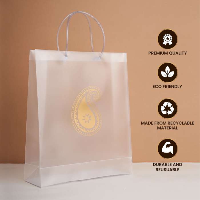 Transparent Big Leaf Printed Luxury Gift Bag with Loop Handle