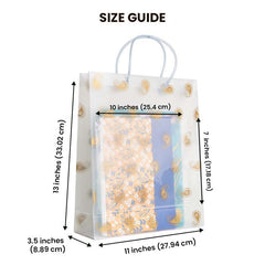 Transparent Multiple Leaves Printed Luxury Gift Bag with Slit Pocket and Loop Handle