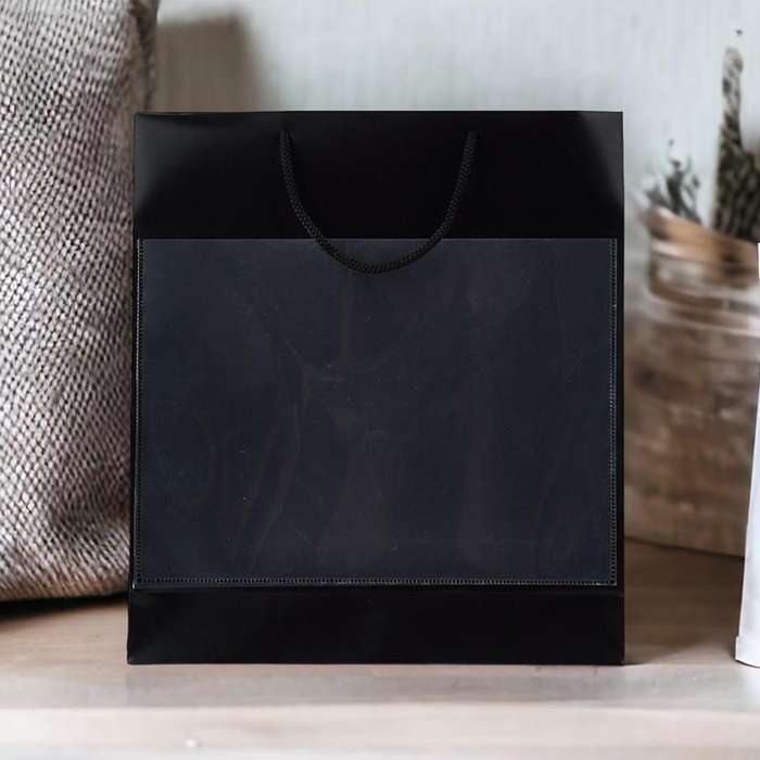 Big Black Luxury Gift Bag with Invitation Slit Pocket