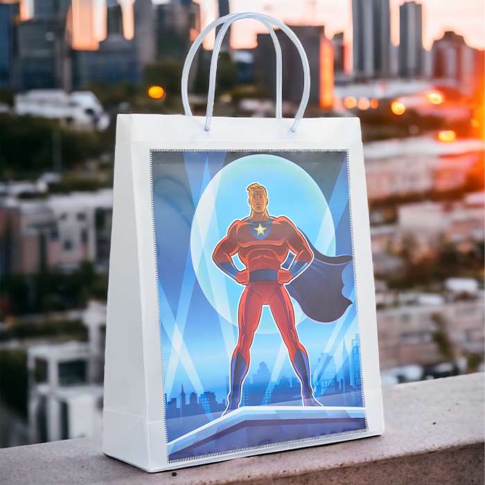 Digital Superhero Luxury Transparent Gift Bag with Loop Handle