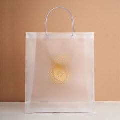 Transparent Big Leaf Printed Luxury Gift Bag with Loop Handle