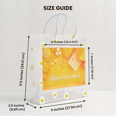 Transparent Multiple Flowers Printed Luxury Gift Bag with Slit Pocket and Loop Handle