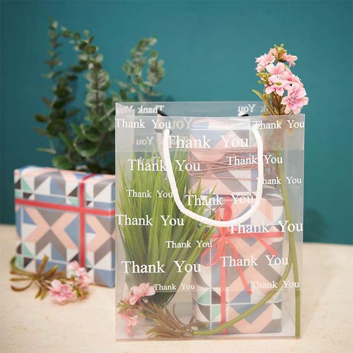 Frosted Thank You Luxury Gift Bag with Rope Handle