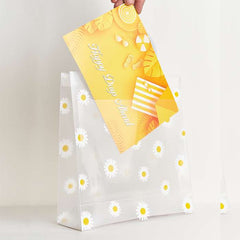 Transparent Multiple Flowers Printed Luxury Gift Bag with Slit Pocket and Loop Handle