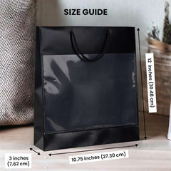 Big Black Luxury Gift Bag with Invitation Slit Pocket