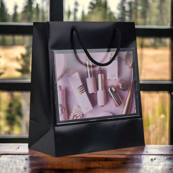 Small Black Luxury Gift Bag with Invitation Slit