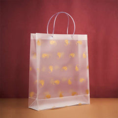 Transparent Multiple Leaves Printed Luxury Gift Bag with Slit Pocket and Loop Handle