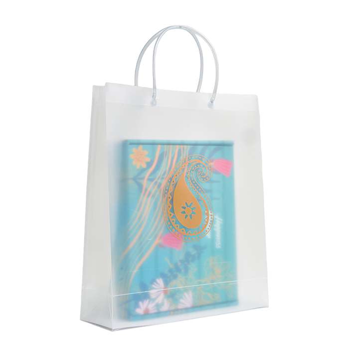 Transparent Big Leaf Printed Luxury Gift Bag with Loop Handle