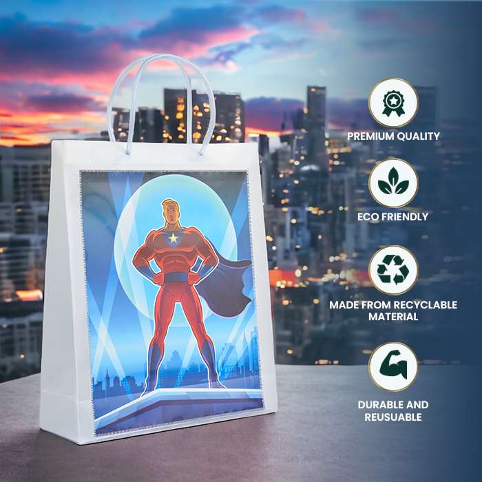 Digital Superhero Luxury Transparent Gift Bag with Loop Handle