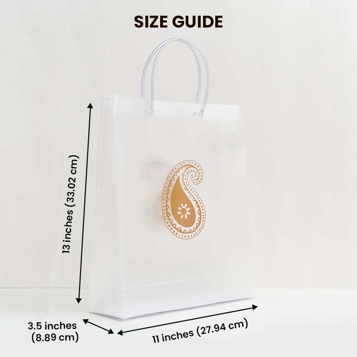 Transparent Big Leaf Printed Luxury Gift Bag with Loop Handle