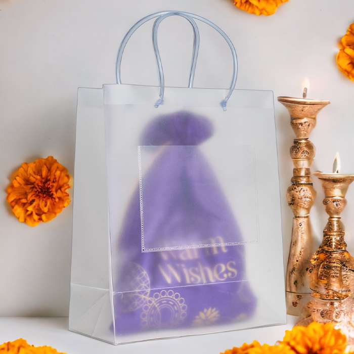 Semi Transparent Luxury Gift Bag with Loop Handle and Invitation Slit Pocket