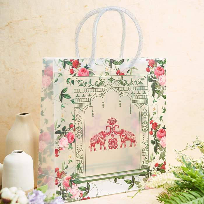 Transparent Luxury Wedding Gift Bag with Fancy Loop Handle