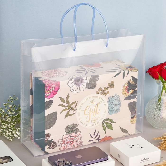 Big Transparent Luxury Gift Bag with Loop Handle and Visiting Card Slit