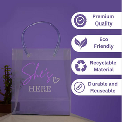 Transparent Luxury She's Here Gift Bag  (9x8x4)