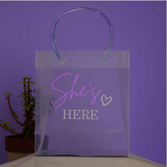 Transparent Luxury She's Here Gift Bag  (9x8x4)