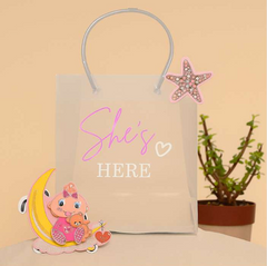 Transparent Luxury She's Here Gift Bag  (9x8x4)
