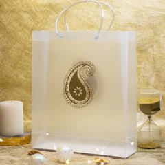 Transparent Big Leaf Printed Luxury Gift Bag with Loop Handle