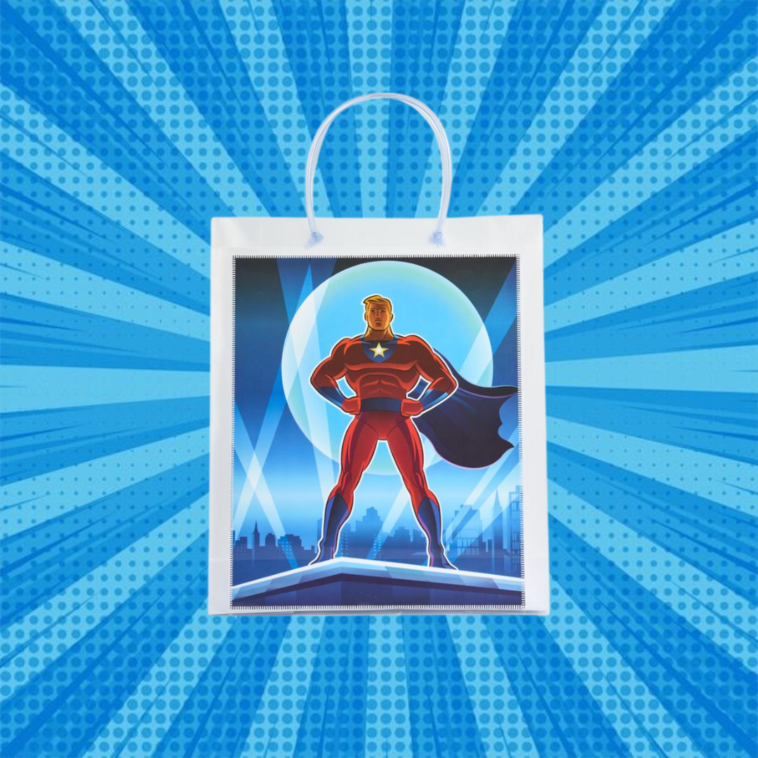 Digital Superhero Luxury Transparent Gift Bag with Loop Handle